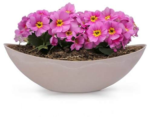 matches21 HOME & HOBBY Grand bac à plantes ovale - 39 cm - Vintage - Décoration d'extérieur - Couleur sable - Beige