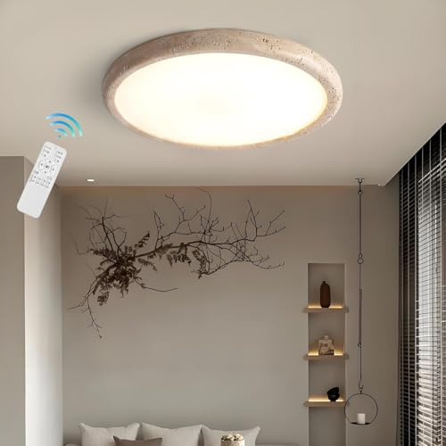 NOCHX WABI Sabi Estilo Lámpara De Techo Led Cueva Amarilla Piedra Dormitorio Lámpara De Techo con Temperatura De Color Ajustable Sala De Estar Sala De Estudio Protección Ocular Luces De Techo(48cm)