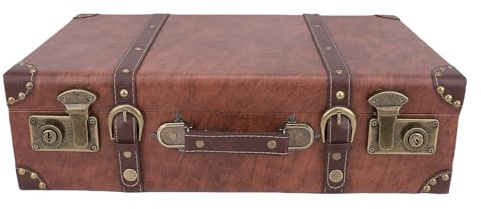 Hamwesh Valigia Vintage, Baule Portaoggetti retrò in Legno con Manico in Pelle, Bagaglio Decorativo per la Decorazione Domestica e i Viaggi