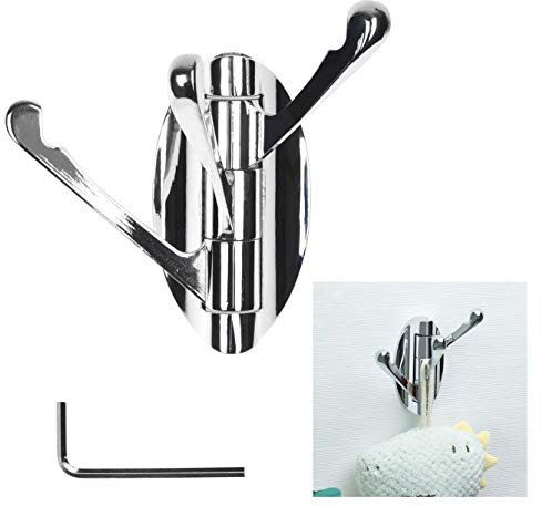 Kare & Kind 1 x Edelstahl-Schwenkhaken – zusammenklappbar, solide Wandhalterung, Mantelhalter, Jackenhalter, drei Schwingarme, zum Aufhängen von nasser und trockener Kleidung, Handtücher, Installation