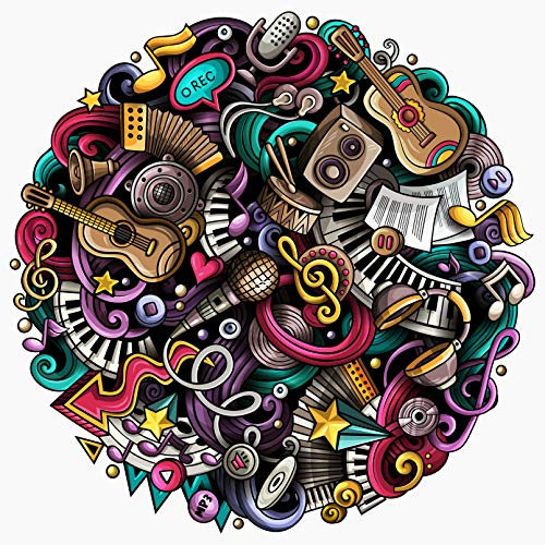 Cuteefun Rundes Puzzle 1000 Teile, Musikinstrument Puzzle, für Erwachsene als Wand Dekoration