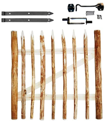 Gartentor Zauntor Haselnuss Staketenzaun Gartenzaun Garten Tür Holztor Hof Tor Zauntor für Staketenzaun Höhe 90cm, (V11-90)