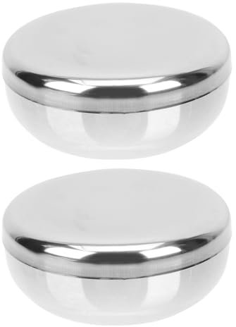 DOITOOL Stainless Steel Bowl Stainless Steel Mixing Bowl 2 Sets of Rice Bowls Lightweight Serving Bowls Traditional Steam Rice Bowls Mixing Bowl Set Rice Bowl