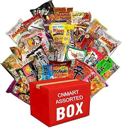 CNMART World Instant Noodles Ramen Variety Bundle & Chopsticks - Korean, Japanese, Thai, Vietnamese Different Assorted Flavours (Pack of 20)