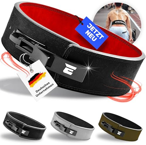 EVERLEVEN Premium Echtleder Gewichthebergürtel, Gewichthebergürtel für Herren und Damen, Weightlifting Belt, Fitness Gym Gürtel Bodybuilding Kraftsport Lifting Belt - Größe L/XL