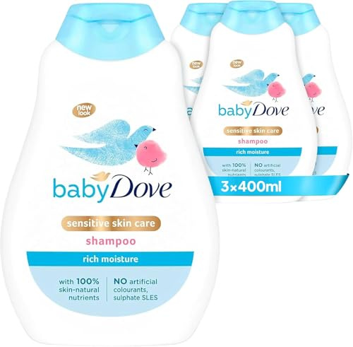 Baby Dove Rich Moisture Shampoo - Soothing & Gentle for Newborns & Infants, Tear-Free with Mild Fragrance, Perfect for Sensitive & Dry Scalp, Skin Care Essentials, For Daily Use - 400ml, Pack of 3
