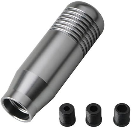 Juttzzei Car Gear Shift Knob, 8.5 CM Universal Gear Knob, Manual 5 Speed 6 Speed Gear Stick Knob, Premium Aluminum Gear Stick Shifter Lever with 3 Adapters for Most Manual Automatic Vehicles(Silver)