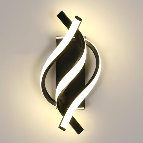 Comely LED Wandleuchte Innen Modern, 22W 2500LM Schwarz Wandlampe LED, Wandleuchte Innen für Wohnzimmer, Schlafzimmer, Diele, Esszimmer, 4500K Neutrales Licht