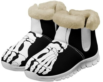 Dajingkj Neuheit Fußskelett Schneestiefel für Frauen Männer Casual Kaltes Wetter zu Hause Schuhe rutschfest Outdoor Walking Schuhe Warm Weich Flanell Gefüttert Winter Winterstiefel