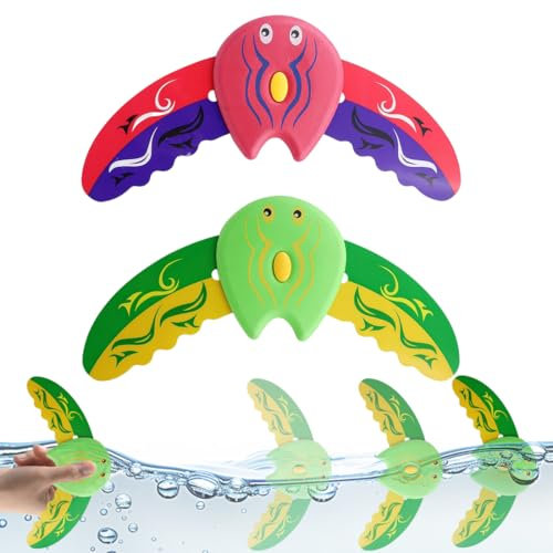 NHQZ Glider sous-Marin-Lot de 2-Jouets de Piscine, Jouets de plongée, Jouets de Piscine, il Suffit d'appuyer sur celui-ci sous la Surface l'eau et il se déplace comme Un Petit Poisson, Rouge et Vert
