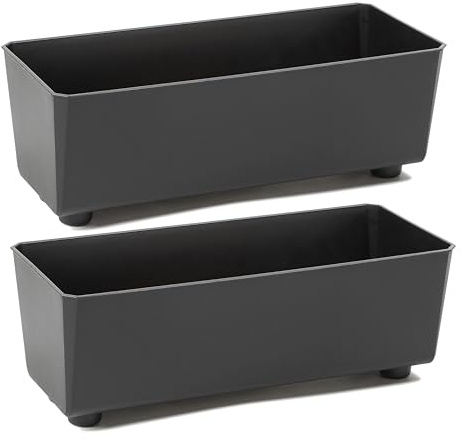 Tymar vaso da fiori rettangolare per interni, fioriera con piedi, vaso da piante, vaso per erbe aromatiche, 2 pezzi_SAGA ((2pack) Nero, 37,5x17cm)