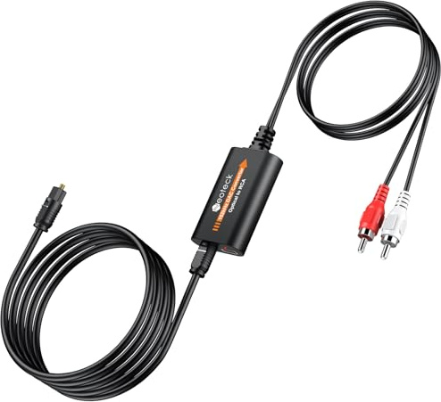Neoteck 192kHz DAC Convertidor 5.9ft/1.8m Cable Óptico a RCA con Chip Amplificador de Audio SPDIF Toslink a RCA Adaptador para HDTV Set Top Box DVD Reproductor Blu-ray-Salida Macho