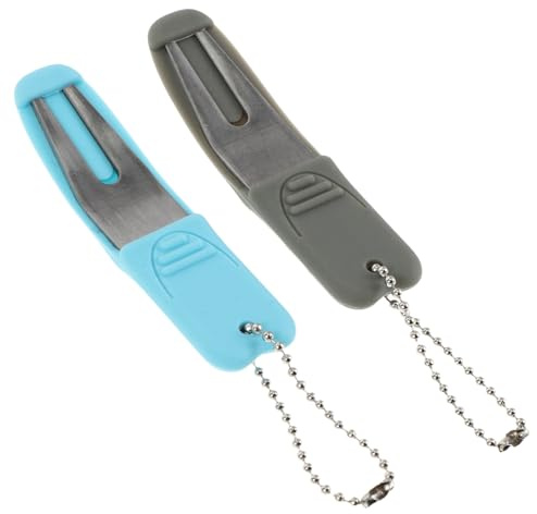 HONITANO 2 Pezzi Forchetta Ripara Zolle Golf Uomo Accessorio Portatile in Lega Resistente Strumento Ripristino Erba Veloce con Marcatore Palline Blu e Grigio per Manutenzione