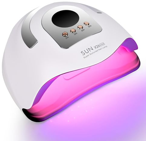 Gaethra Lámpara UV para uñas de gel, 380 W LED, uñas para manicura y pedicura, lámpara UV neonail con 4 temporizadores y sensor automático, cumpleaños y para mujeres