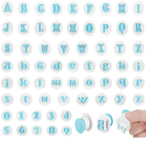 Zocipro 62 formine per biscotti con lettere dell'alfabeto e numeri, riutilizzabili per fondente e glassa, per pasticceria, matrimoni, compleanni, baby shower, Natale e decorazioni per torte