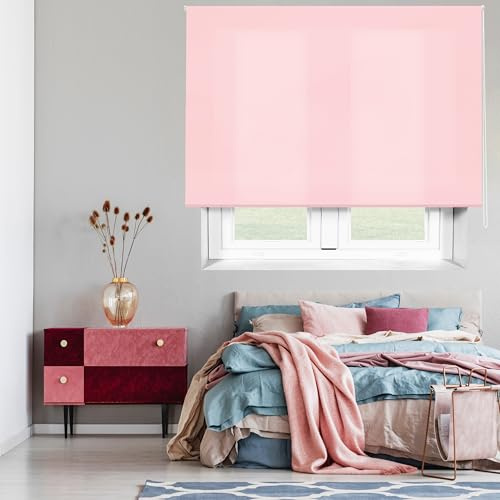 Blindecor Ara, Vanlig genomskinlig rullgardin rosa, 140 x 175 cm (bredd x höjd)