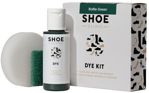Shoe Clinic Shoe Dye Kit (Bottle Green) - Restores The Colour of Leather, Fabric, Satin, and Canvas Footwear | Complete Shoe Dye Kit