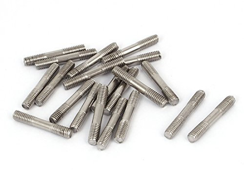 Bullone a vite filettato a doppia estremità in acciaio inox, M4 x 25 mm, 304, 20 pezzi