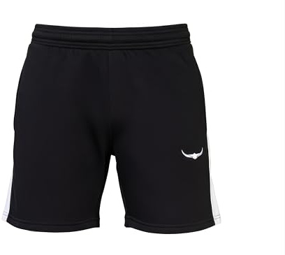 ROCK-IT Apparel Men's Short Trousers with Stripes - Men's Shorts - For Summer Sports Leisure - Soft Cotton with Zip Pockets - Size S-5XL - Color black/white XL