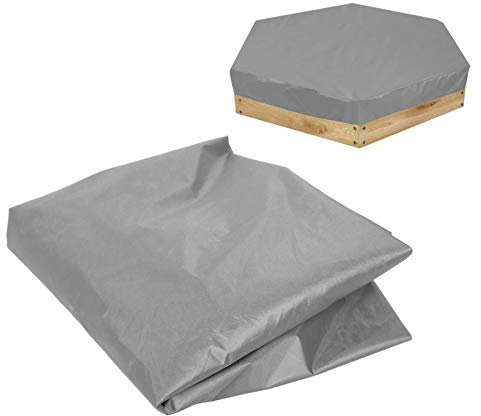 BORDSTRACT Couverture de bac à Sable, Couverture de bac à Sable Tissu Enduit d'argent Hexagonal Beach Sandbox Canopy Sandpit Pool Cover for Kids Toy Protection Outdoor(Gris)