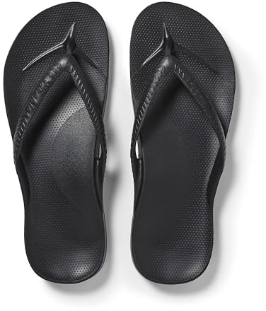Archies Arch Support Flip Flops Men & Women Black US Men's 9/Women's 10