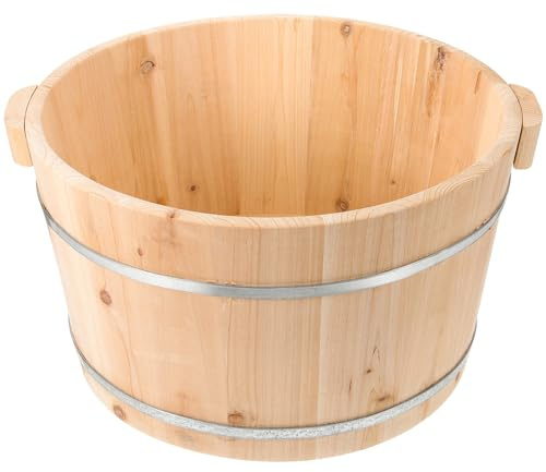 Angoily Wooden Foot Bath Bucket, Wood Foot Tub for Soaking Feet Pedicure Bowl, Spa Massage Pedicure Barrels, Bath Basin, Soak Tub for Home Sauna 21cm