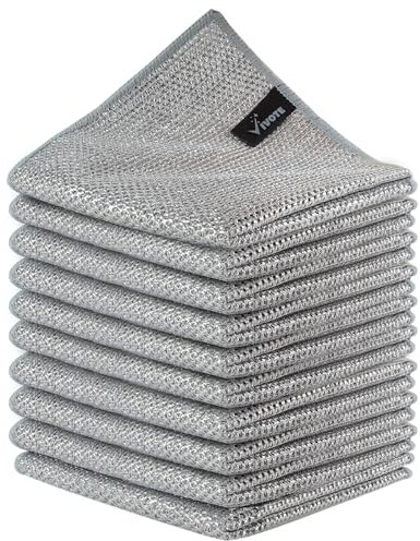 VIVOTE 10 paños de cocina de alambre de doble capa, paños de cocina multiusos, paño de limpieza de alambre antiarañazos, paño de limpieza lavable, toalla de cocina reutilizable para el hogar, 30 cm x