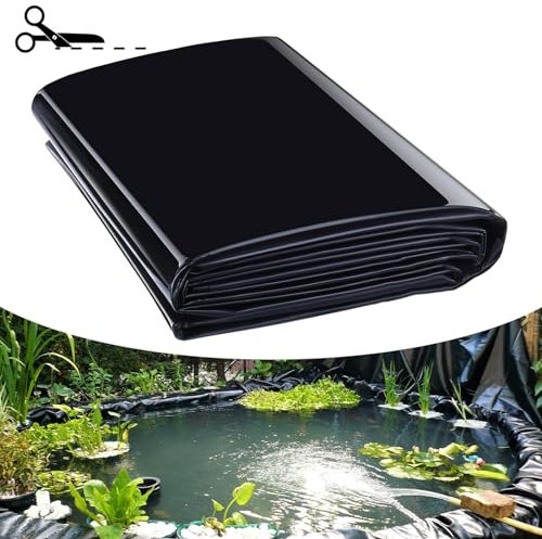 Dtyubfg LLDPE Teichfolie, 4 x4m, schwarz Teichfolie, 15x20FT Fischteichfolie, für Wasserfall, Teich Gartenbrunnen, Springbrunnen und Fischteiche, Flexibler, einfacher Betrieb