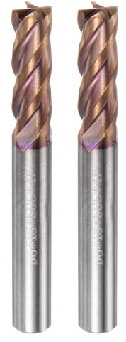 QUARKZMAN 2Pcs Fraises à Bout Carré en Carbure 6mm (15/64) Dia 6mm (15/64) Queue 50mm (2) Longueur Hrc55 Carbure de Tungstène à Micro-Grain 4 Canneaux Fraise pour Aluminium Cuivre Métal