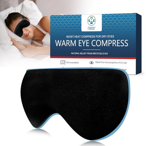 Maschera Contorno Riscaldante Per Occhi Secchi,Mascherina Microonde Riutilizzabile, Mascherina Occhi per Dormire Traspirante con Cinturino Regolabile e Custodia,per Rilassare Riscaldare Occhi(Nero)