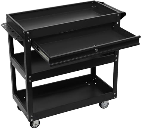 Akuoyiexemye Chariot à outils à 3 niveaux avec roulettes - Charge maximale : 150 kg - Noir