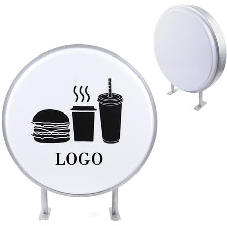 Caja de luz LED de doble cara redonda panel luminoso letrero redondo publicidad logotipo impermeable para restaurantes, cafeterías, tiendas, bares