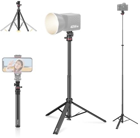 ULANZI MT-80 Trépied télescopique en Aluminium, Support d'éclairage Portable de 213 cm, rotule 360° avec Trous de Montage renforcés, trépied pour téléphones Portables, Lampes vidéo et Smartphones