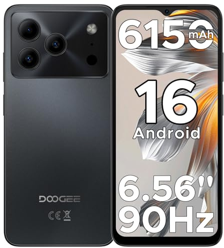DOOGEE Note 56 Smartphone Android 16, 6150 mAh, 8.45 mm Ultrasottile, 6.56 HD + 90 Hz IPS, 24 GB + 64 GB/2 TB TF, 4G Telefono Cellular offerta Smartphone, Dual SIM/Octa Core/OTG/Face ID/GPS, Nero