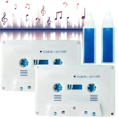 2PCS Cassette Head Cleaner&CD/DVD Lens Cleaner Disc Kit,All-in-One Maintenance for Cassette Tapes,CD Player,DVD Player,Disc Scratch Remover,Record Needle Cleaner,Audio Tape Cleaning Fluid,Portable