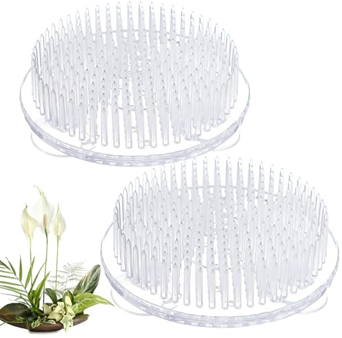 Parliky 2 Pièces Support pour Fleurs Transparent à Ventouses Grille pour Fleurs Plastique Robuste Accessoire Stable pour Arrangements Floraux Vase et Pots Usage Polyvalent Intérieur