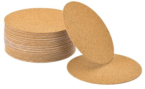 QUARKZMAN 25 Piezas Posavasos de Corcho Autoadhesivos 9 x 9 cm (3.5 x 3.5 Pulgadas) 1 mm (0.04) de Grosor Posavasos de Corcho Posavasos Redondos para Manualidades, para Posavasos