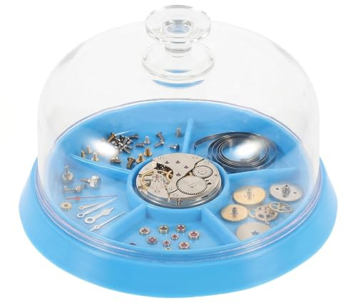 JOINPAYA Boîte de Rangement pour Pièces de Montre Plateau pour Mouvement et Couvercle Anti-Poussière Compartiments Séparés pour Accessoires Horlogers Rangement Précis pour Réparation et
