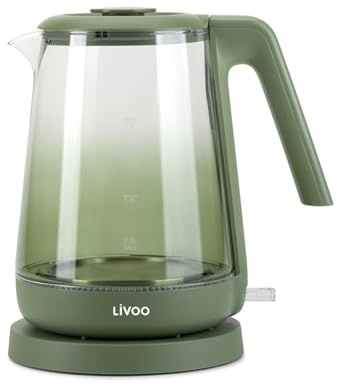 Bouilloire en verre Livoo 1,7 L Verte, Design moderne, chauffe rapide et fiable