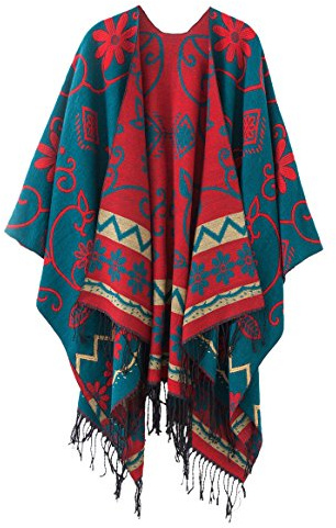 Urban GoCo Poncho Mantilla con Borlas del Estilo de Retro Chal Cape para Mujeres