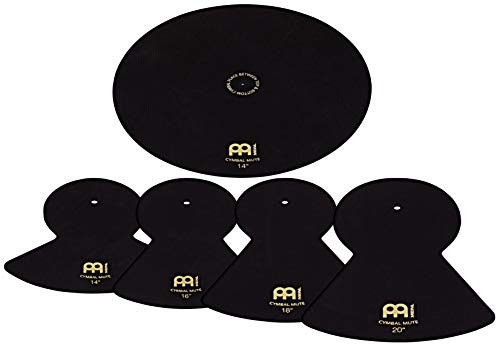 Meinl Cymbals Cymbal Mute Schlagzeug Becken Dämpfer Set 14, 16, 18 und 20 Zoll (35,56-50,80cm) für geräuscharmes Üben Zuhause – Drumset Zubehör, Schwarz (MCM-14161820)