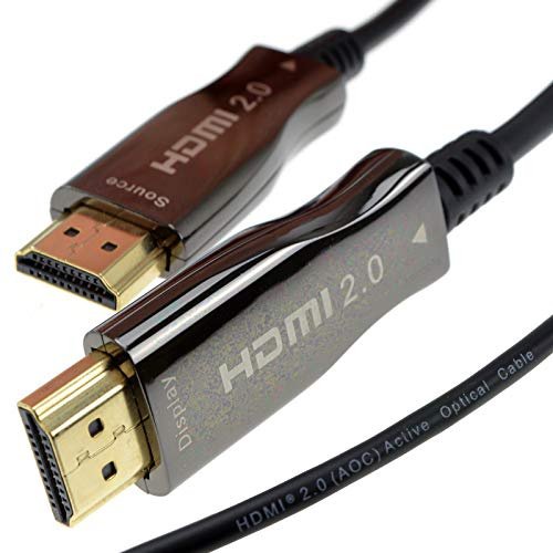 kenable Active Optical HDMI Cable 4K 60Hz HDR 18Gbps 2160p Fibre Optic Slim 4.8mm No Signal Loss Backwards Compatible Black 10m