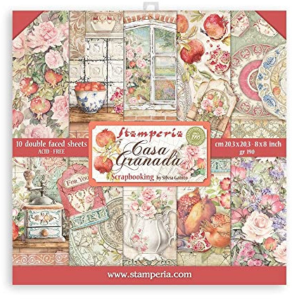 STAMPERIA INTL, KFT (3PL) Casa Granada Scrapbooking Pad 20x20, SBBS50, Multicolor, C1