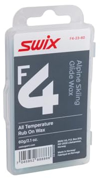 Swix F4 Universal Rub-On Glide Wax with Cork Applicator for Skis, Snowboards, 60g