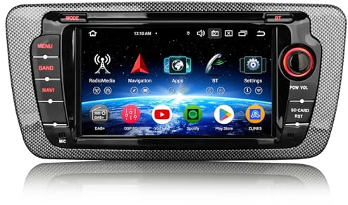 Erisin 7 Zoll Android 14 Autoradio 2Din mit GPS Navi für SEAT Ibiza Unterstützt Bluetooth Freisprecheinrichtung Kabelloses CarPlay Android Auto WiFi 4G DSP DAB+ USB FM RDS OBD2 Canbus 8-Kern 4GB+64GB