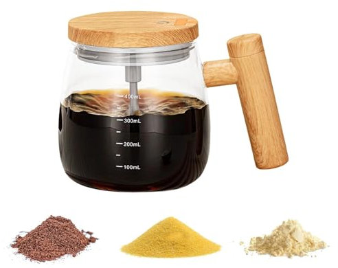 Tazza da caffè agitante – bicchiere borosilicato bicchiere da caffè ricaricabile, mixer portatile per frullati, frullati proteici, ufficio, casa, 12,7 x 10,2 x 7,6 cm
