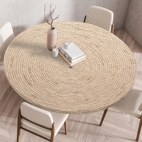 Odot Mantel Antimanchas Redondo 60 cm, 3D Mantel Mesa Redonda Impermeable Ajustable con Elásticos Bordes, Lavable Manteles para Comedor Exterior Jardín