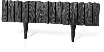 Wood-Style Plastic Palisade (2.32m) Weather Resistant - For Garden Boundaries, Flower Beds, Defining Pathways - Flexible Design Robust Construction - Wood Effect Lawn Edging