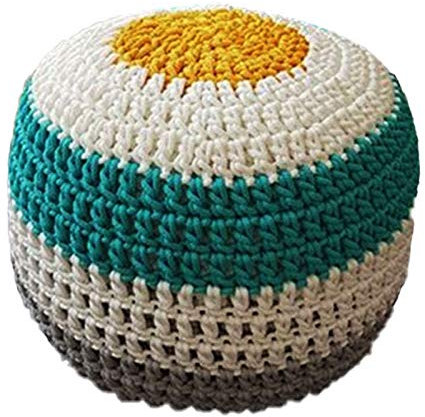 MEILISHAOMEI Puf de Punto de Color de Costura,Taburete Redondo de Cuerda Tejida de algodón de 50x33cm, Sala de Estar