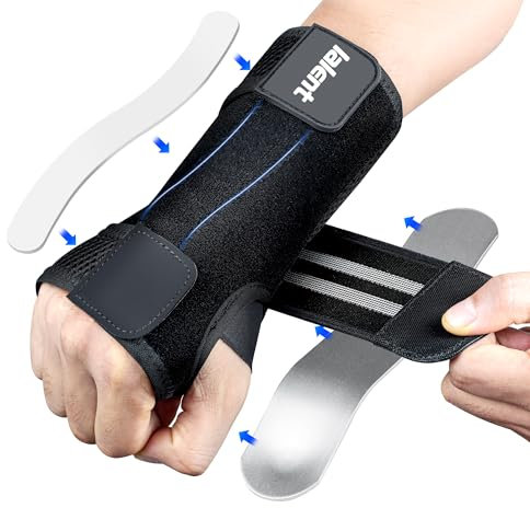 Lalent Carpal Tunnel Wrist Support Brace with Metal Splint Stabilizer Wrist Splint for Men and Women Hand Support for Arthritis Tendonitis, Sprains, Pain Relief RSI, Sports Protect (Right Hand, S/M)